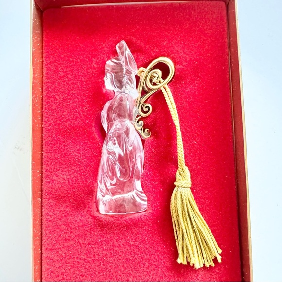 Gorham Crystal Antique Gold Angel Christmas Ornament With Box - Picture 1 of 6